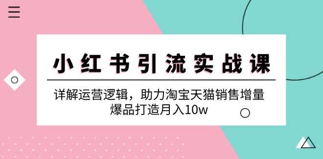 小红书引流实战课：详解运营逻辑，助力淘宝天猫销售增量，爆品打造月入10w,课程,团队,第1张