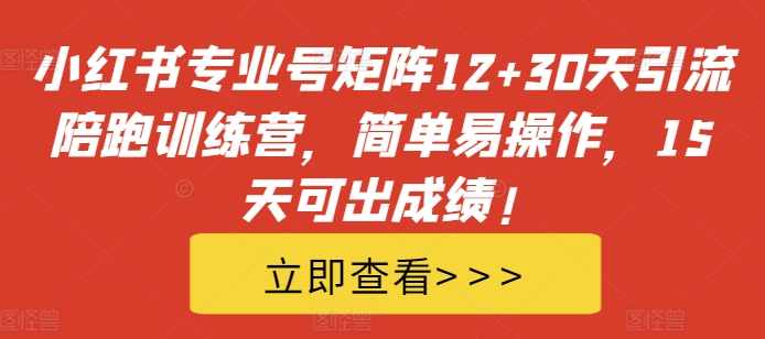 小红书专业号矩阵12+30天引流陪跑训练营，简单易操作，15天可出成绩!,课程,专业,定位,电子商务,数据分析,第1张