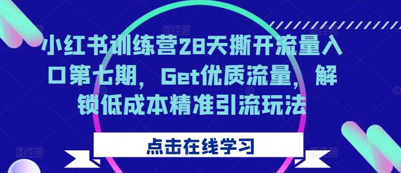 小红书训练营28天撕开流量入口第七期，Get优质流量，解锁低成本精准引流玩法,课程,定位,竞争,数据分析,第1张