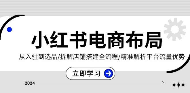 小红书2024年电商，小红书电商布局：从入驻到选品/拆解店铺搭建全流程/精准解析平台流量优势,课程,学习,定位,竞争,电商,第1张