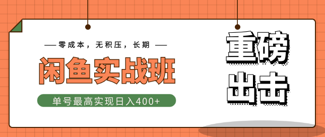 重磅出击《闲鱼实战班》单号最高实现日入400+快速出单，零成本+无积压+长期,课程,学习,管理,专业,理解,第1张