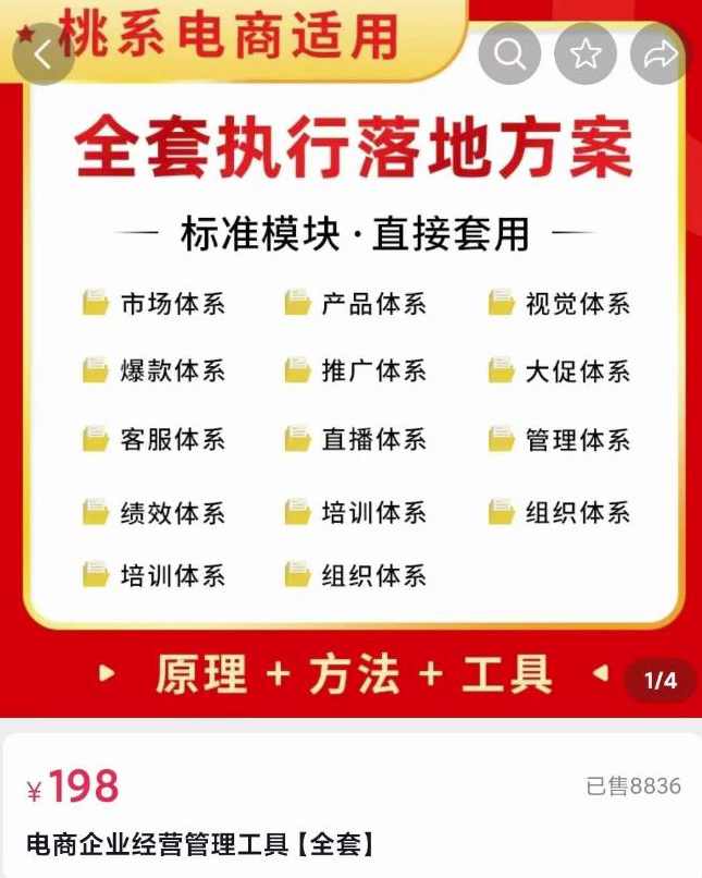 外面卖198·电商企业经营管理工具：全套执行落地方案标准模块·直接套用,课程,管理,直播,模板,电商,第1张