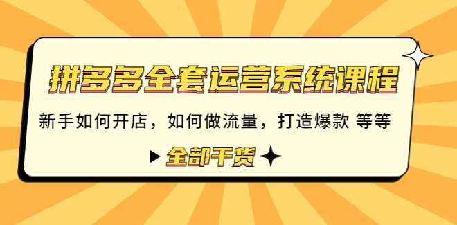拼多多全套运营系统课程：新手如何开店如何做流量打造爆款等等全部干货,课程,定位,模板,第1张