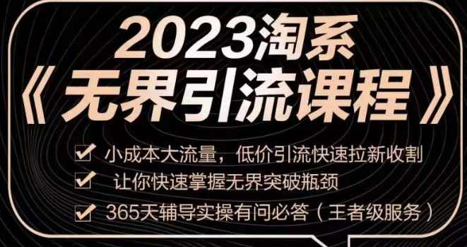 2023淘系无界引流实操课程，小成本大流量，低价引流快速拉新收割，让你快速掌握无界突破瓶颈