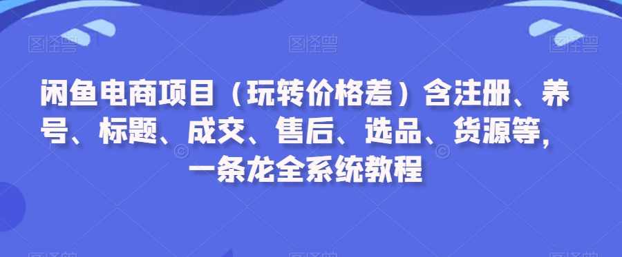 闲鱼电商项目（玩转价格差）含注册、养号、标题、成交、售后、选品、货源等，一条龙全系统教程,课程,微信,电商,第1张