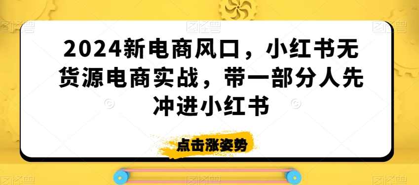 2024新电商风口，小红书无货源电商实战，带一部分人先冲进小红书,课程,定位,微信,电商,电子商务,第1张