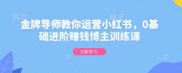 金牌导师教你运营小红书，0基础进阶赚钱博主训练课,课程,定位,第1张