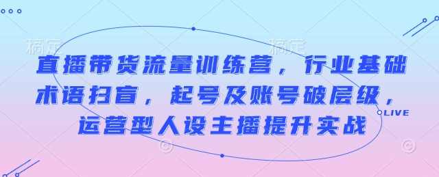余只只直播带货流量训练营，行业基础术语扫盲，起号及账号破层级，运营型人设主播提升实战