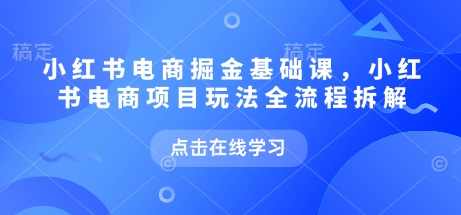 小红书电商掘金课，小红书电商项目玩法全流程拆解,课程,直播,电商,数据分析,攻略,第1张
