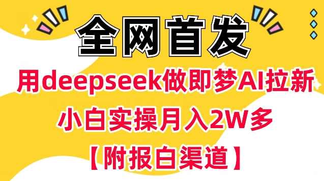 用deepseek做即梦Ai拉新小白实操月入过W+【附报白渠道】,第1张