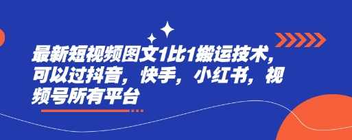 最新短视频图文1比1搬运技术，可以过抖音，快手，小红书，视频号所有平台【揭秘】,课程,美女,第1张