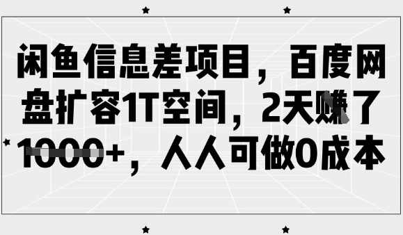 闲鱼信息差项目，百度云盘分享扩容1T空间，2天收益1k+，人人可做0成本【揭秘】,课程,网盘,第1张