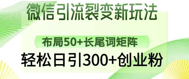 微信引流裂变新玩法：布局50+长尾词矩阵，轻松日引300+创业粉【揭秘】
