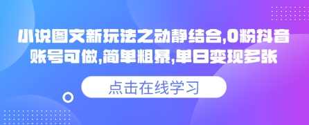 小说推文图文新玩法之动静结合,0粉抖音账号可做,简单粗暴,单日变现多张【揭秘】,课程,小说,第1张 小说推文图文新玩法之动静结合,0粉抖音账号可做,简单粗暴,单日变现多张【揭秘】,课程,小说,第1张