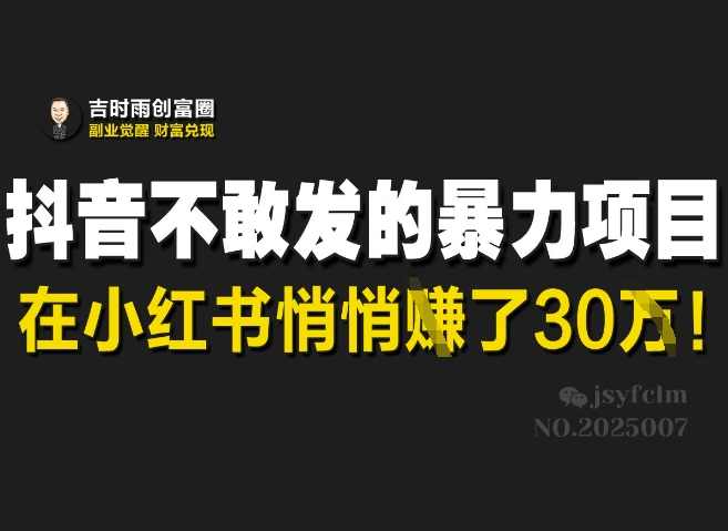 抖音不敢发的暴利项目，在小红书悄悄挣了30W【揭秘】,课程,团队,副业,论坛,第1张