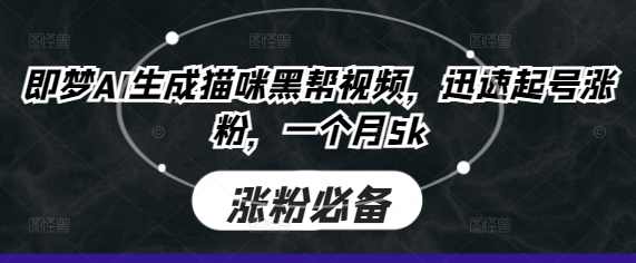 即梦AI生成猫咪黑帮视频，迅速起号涨粉，一个月5k【揭秘】,发展,第1张