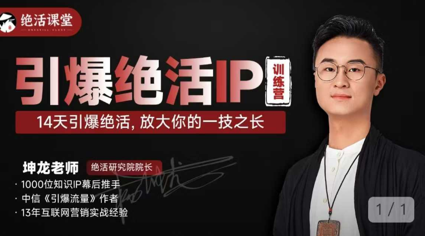 坤龙老师引爆绝活IP训练营，14天引爆绝活，放大你的一技之长