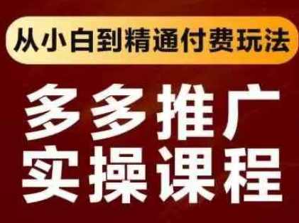 拼多多推广实操课程，从小白到精通付费玩法,课程,第1张