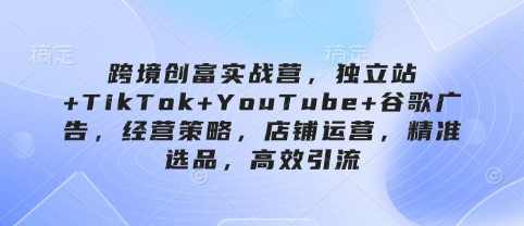 跨境创富实战营,独立站+TikTok+YouTube+谷歌广告,经营策略,店铺运营,精准选品,高效引流,课程,学习,直播,模板,沟通,第1张 跨境创富实战营,独立站+TikTok+YouTube+谷歌广告,经营策略,店铺运营,精准选品,高效引流,课程,学习,直播,模板,沟通,第1张