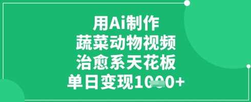 用Ai制作蔬菜动物视频，治愈系天花板，单日变现1k【揭秘】,课程,第1张