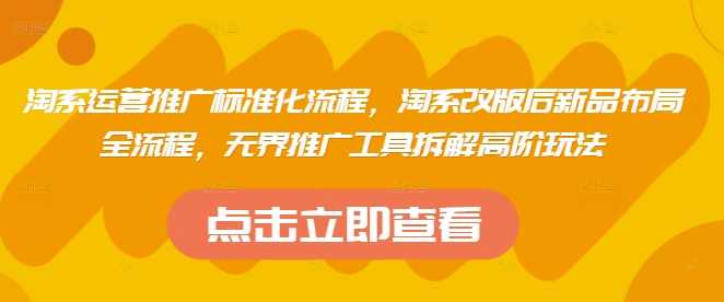 寒冰电商·淘系运营推广标准化流程，淘系改版后新品布局全流程，无界推广工具拆解高阶玩法,课程,电商,第1张
