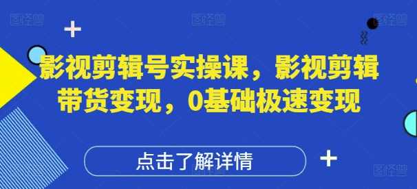 影视剪辑号实操课，影视剪辑带货变现，0基础极速变现,影视,网盘,去水印,影视剪辑,第1张