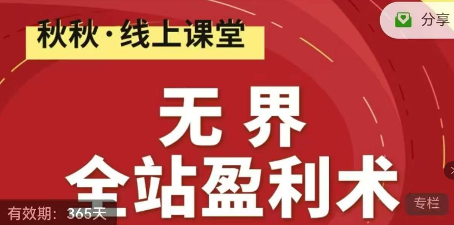 秋秋无界全站盈利术密训22.0，淘系线上精品系列,课程,第1张