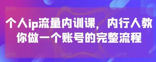 社恐编导小黄个人ip流量内训课，内行人教你做一个账号的完整流程