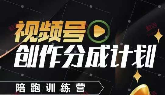 视频号创作分成计划陪跑训练营,手把手教会你如何制作视频,细水长流型项目【揭秘】