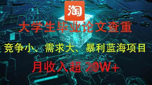 大学生毕业论文查重，暴利蓝海项目，月收入过1W+【揭秘】