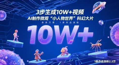 3步生成10W+视频，AI制作微观“小人物世界”科幻大片，条条万赞，1条作品涨粉2.3W【揭秘】