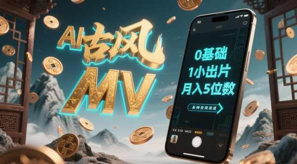 AI一键生成古风音乐MV，0剪辑基础1小时出片，多种变现渠道，一部手机月入5位数,课程,艺术,竞争,第1张