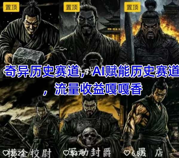 抖音奇异历史赛道，AI赋能历史赛道，流量收益嘎嘎香，狂撸伙伴计划【揭秘】