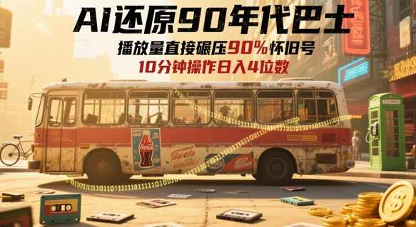 AI还原90年代巴士，一帧就让70后泪崩，播放量直接碾压90%怀旧号，每天操作十分钟，日入四位数【揭秘】,课程,第1张