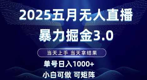2025五月无人直播暴力掘金3.0，当天上手，当天拿结果，单号日入1k+小白可做可矩阵【揭秘】,直播,第1张