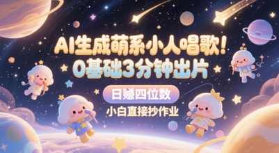 AI生成萌系小人唱歌，0基础3分钟出片，28个作品涨粉8.9W，单条最高19W赞，日入四位数，小白直接抄作业【揭秘】,课程,电商,第1张