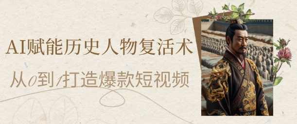 AI赋能历史人物复活术：从0到1打造爆款短视频，7天涨粉10W，小白也能月入过1W【揭秘】,课程,合作,第1张