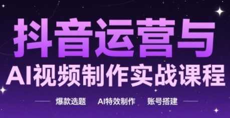 抖音运营与AI视频制作实战课程，爆款选题-AI特效制作-账号搭建,课程,影视,定位,视频制作,美女,养生,跳舞,第1张