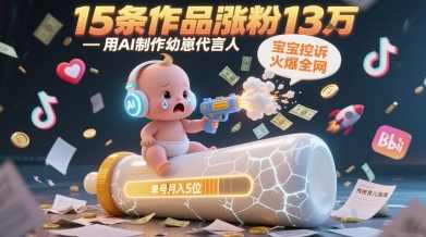 用AI制作幼崽代言人，宝宝的控诉火爆全网，15条作品涨粉13W，单号月入5位数实操教程【揭秘】,课程,竞争,第1张