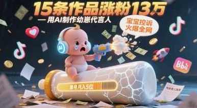 用AI制作幼崽代言人，宝宝的控诉火爆全网，15条作品涨粉13W