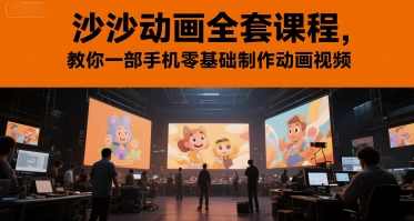 沙沙动画全套课程，教你一部手机零基础制作动画视频