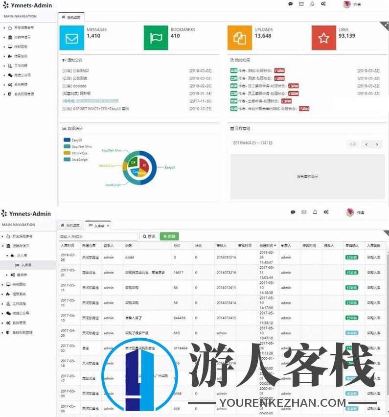 MVC5+EF6后台OA工作流管理系统 Ymnets快速开发框架源码 ASP源码