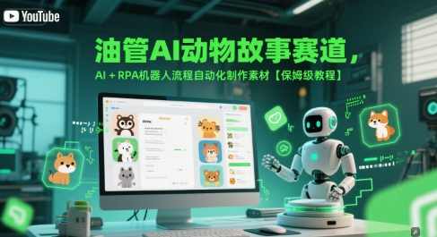 油管AI动物故事赛道，AI+RPA机器人流程自动化制作素材【保姆级教程】