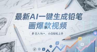 最新AI一键生成铅笔画爆款视频，多平台分发，日 入1k+，小白轻松上手【揭秘】,人工智能,第1张