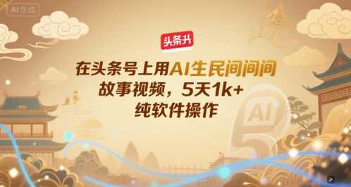 在头条号上用AI生民间故事视频，5天1k+，纯软件操作【揭秘】AI生成头条号民间故事视频教程，软件操作技巧