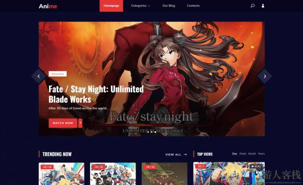 Bootstrap 4模板 黑色游戏动漫网站搭建 HTML5网站源码 Anime，打造黑色游戏动漫网站，Bootstrap 4模板与HTML5网站源码,Bootstrap模板,网站源码,网站搭建,第1张