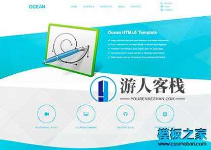 蓝色简约大气互联网科技公司网站首页模板 科技企业bootstrap模板，互联网科技公司网站首页模板，简约大气,Bootstrap模板,网站源码,网站搭建,第1张