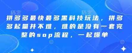 波仔电商-拼多多最快最多黑科技玩法，拼多多起量并不难，难的是没有一套完整的sop流程，一起爆单（更新6月）