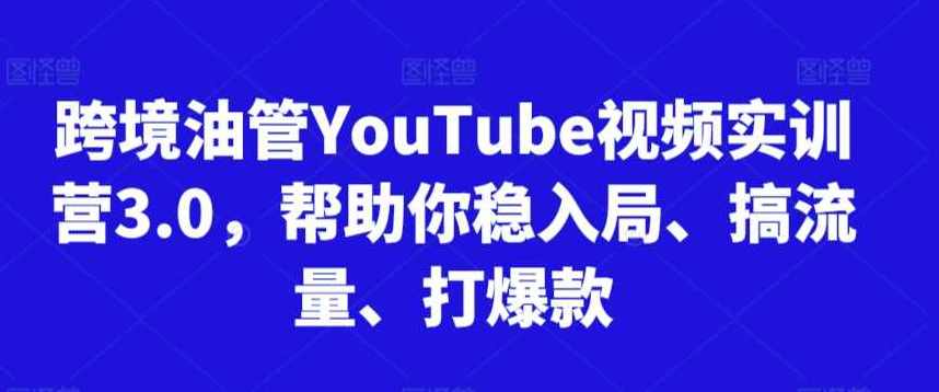 阿蔺Leo跨境油管视频实训营3.0，帮助你稳入局、搞流量、打爆款（更新2025）