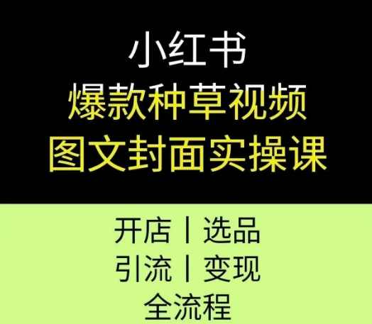 小红书爆款种草视频图文封面实操课，开店、选品、引流、变现全流程，小红书爆款种草视频图文封面实操课，全流程教你开店、选品、引流、变现,课程,电子商务,第1张